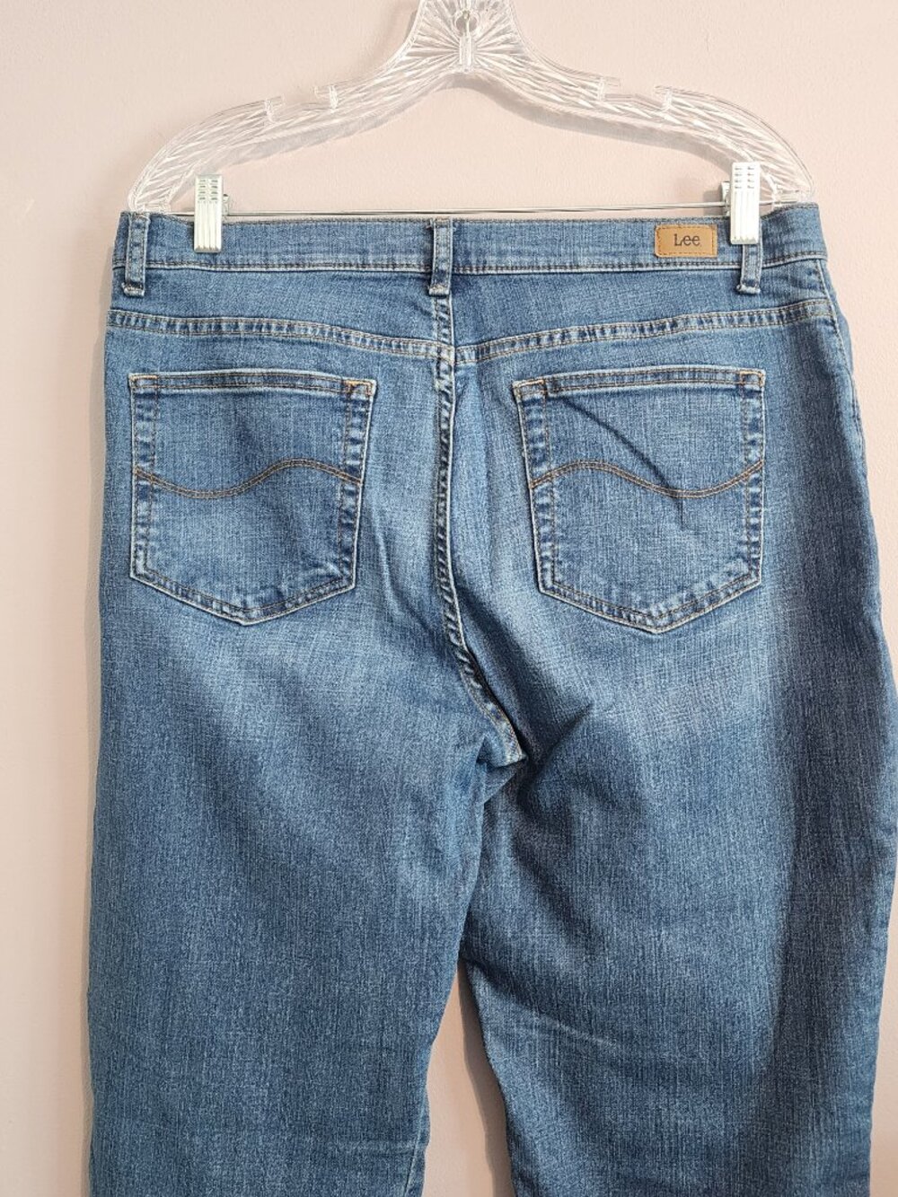 2/$22 Lee Mid Rise Relaxed Fit Straight Leg Blue Jeans Size 14 Long - Picture 8 of 12